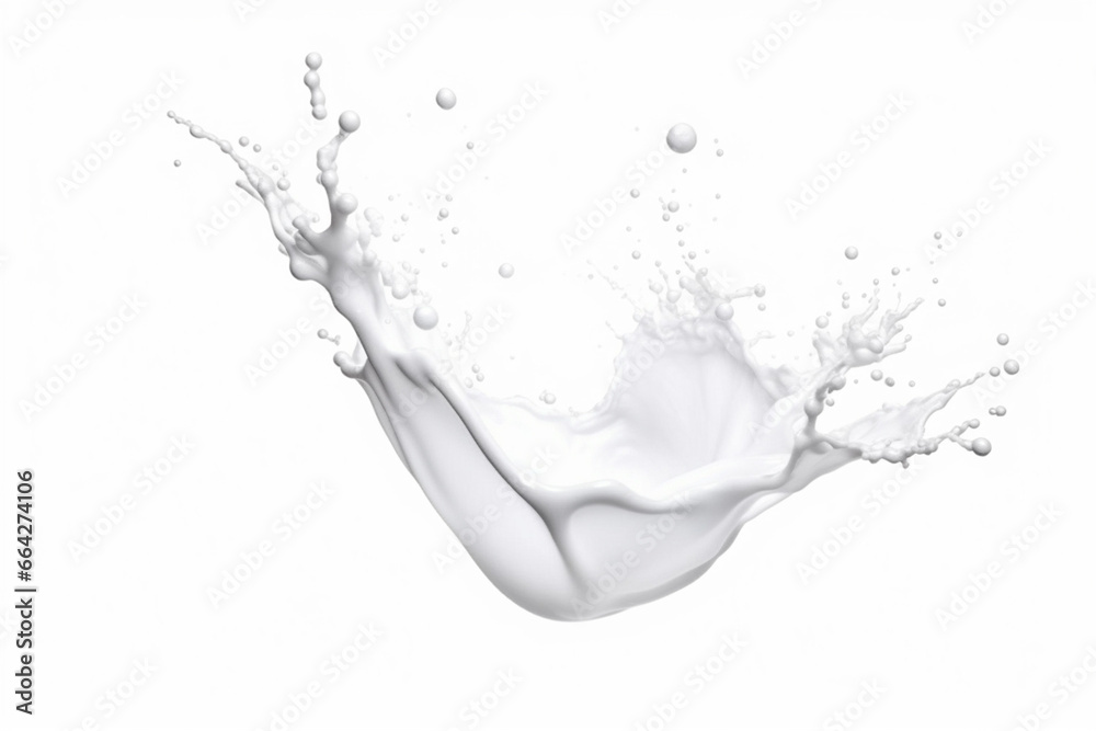 Unusual splashes of milk, drops of milk in flight, macro, background for collage.