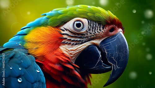 Tropical macaw perched, vibrant feathers in focus. © AbulKalam