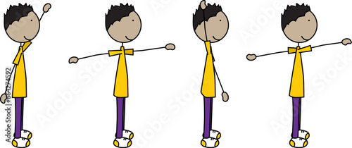 Happy kid exercises - rotating arms
