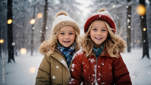 Geschwister im Schnee, gen ai