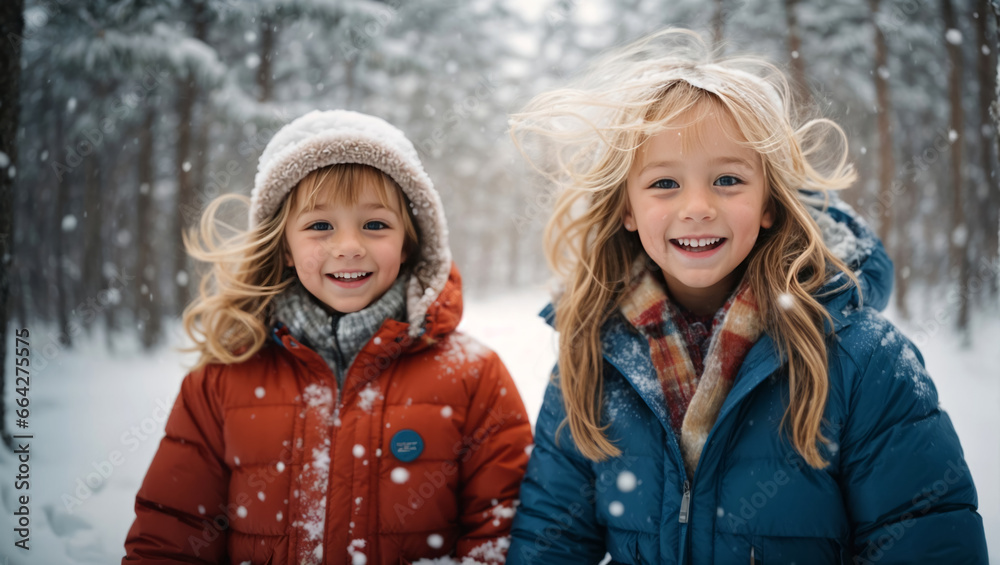 Geschwister im Schnee, gen ai Geschwister im Schnee, gen ai