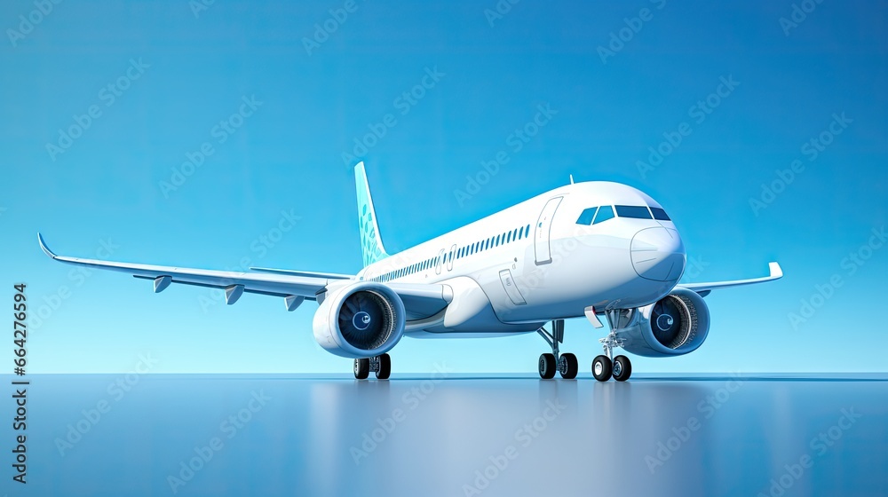 Airplane on light blue background travel concept Airplane on light blue background travel concept