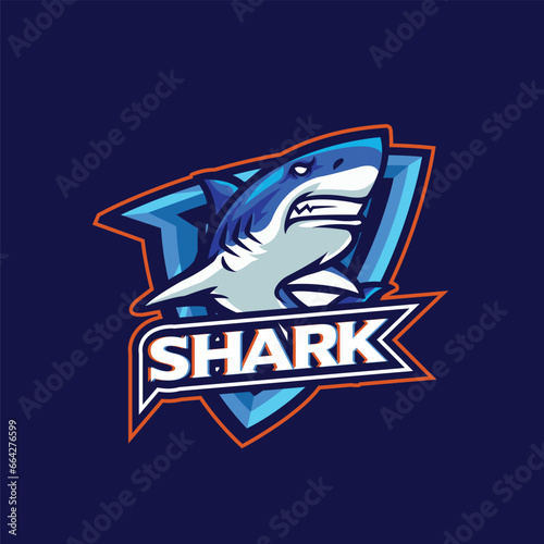 Vector shark mascot logo templates for sports and gaming team isolated 