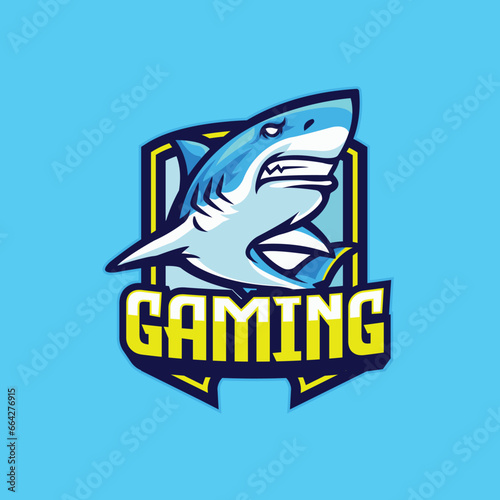 Vector shark mascot logo templates for sports and gaming team isolated 
