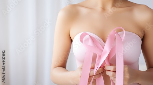 Closeup of woman with pink ...