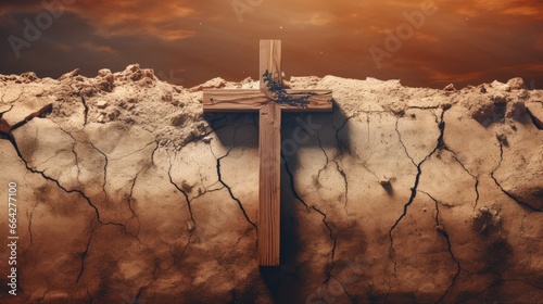Christian cross on cracked ...