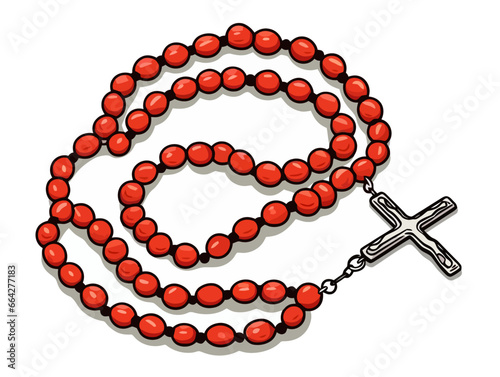 Doodle Rosary beads, cartoon sticker, sketch, vector, Illustration, minimalistic