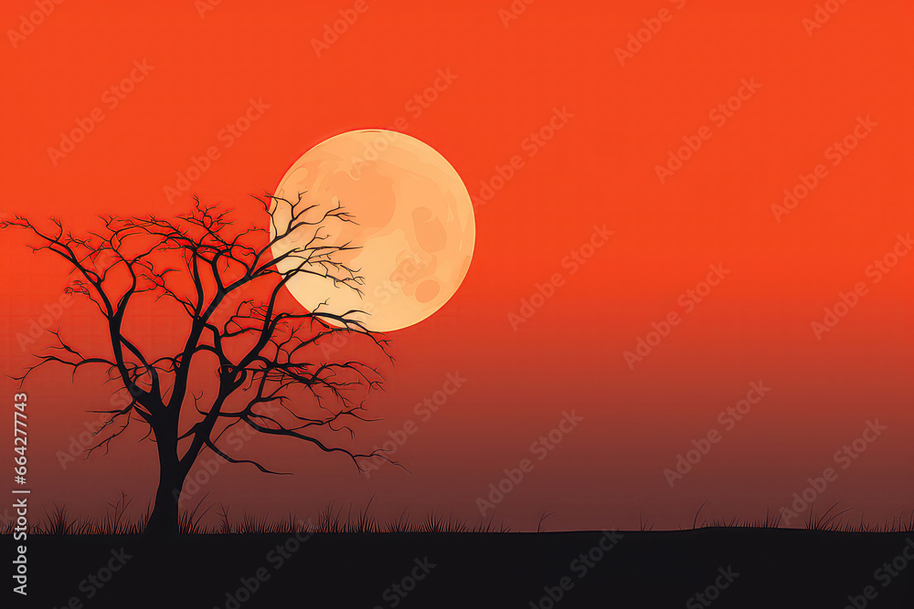 Mesmerizing Orange Moon Graces Twilights Charm