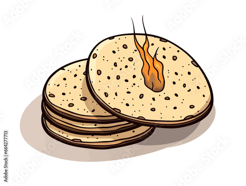 Doodle Communion wafer with ashes, cartoon sticker, sketch, vector, Illustration, minimalistic