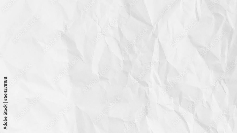 background animation white crumpled paper. Realistic cartoon wrinkled surface texture in modern trendy stop motion style. background animation white crumpled paper. Realistic cartoon wrinkled surface texture in modern trendy stop motion style.