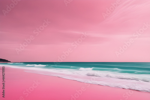 a surf beach with pink color