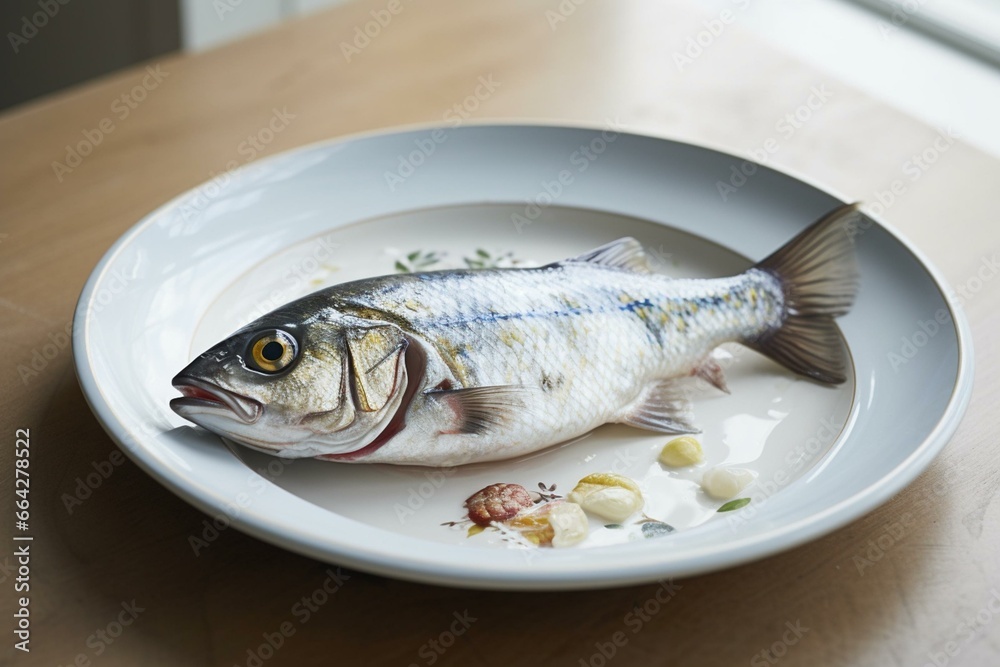 fish on dish. Generative AI