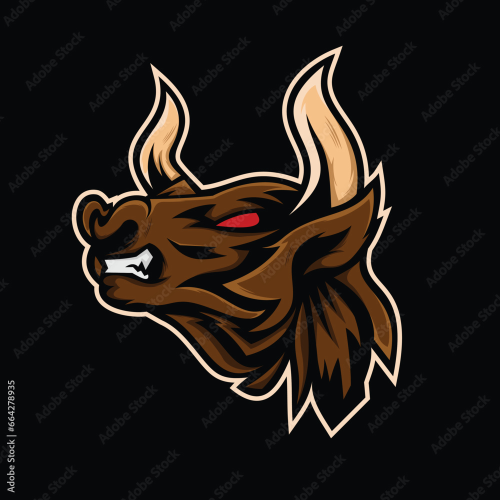 Head Buffalo Mascot Logo