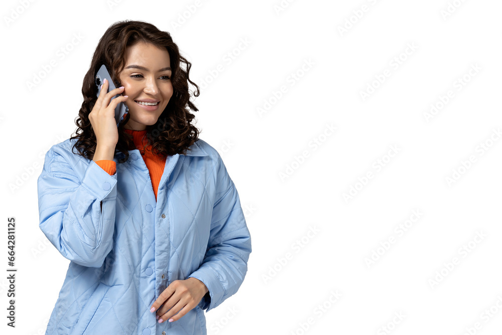 PNG of a girl with a phone isolated on a white background. PNG of a girl with a phone isolated on a white background.