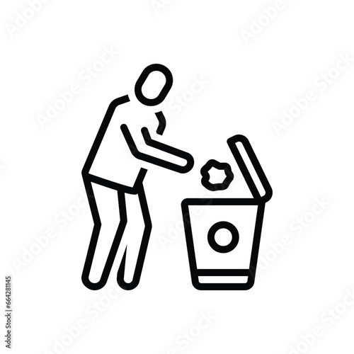 Black line icon for dispose 
