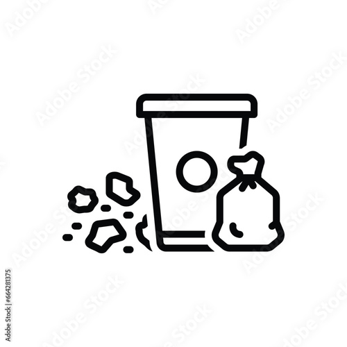 Black line icon for garbage  