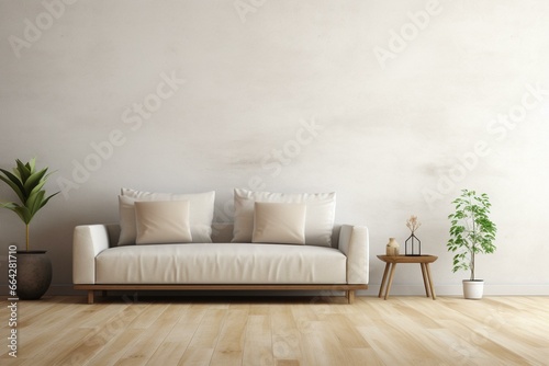 Contemporary mockup, empty living room wall. Generative AI © Aiden
