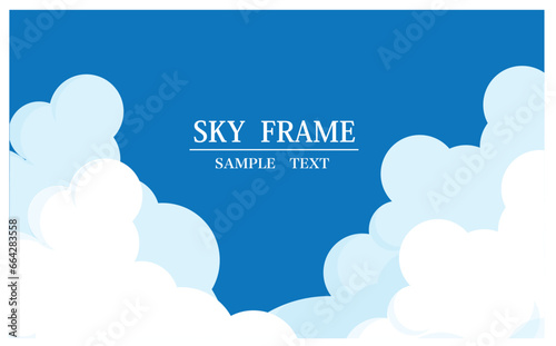 夏の雲と青空のフレーム背景イラスト
