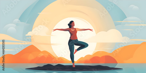 People yoga flat illustration background