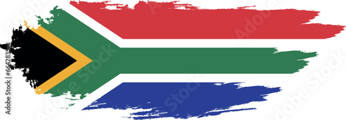 South Africa flag on brush paint stroke.