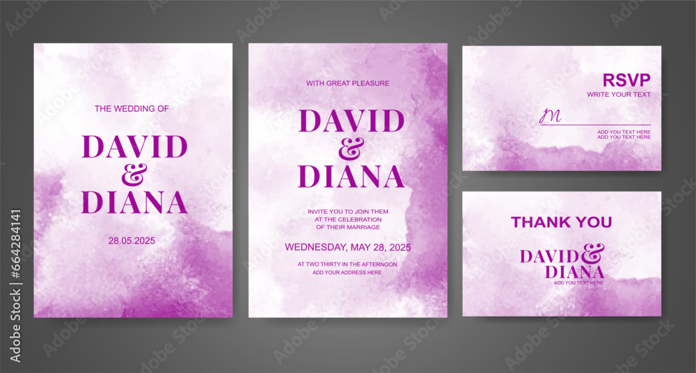 Wedding invitation with abstract watercolor background