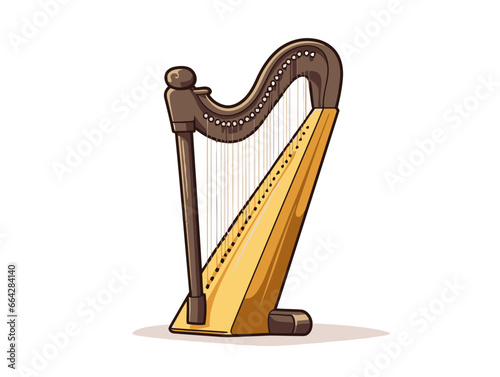 Doodle St. David harp, cartoon sticker, sketch, vector, Illustration, minimalistic