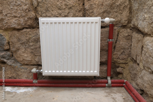 a modern metal radiator for water heating.