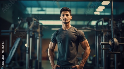 Sexy Young Man at Gym. Fictional characters created by Generated AI.