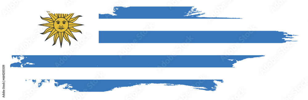 Uruguay flag country on brush paint stroke.
