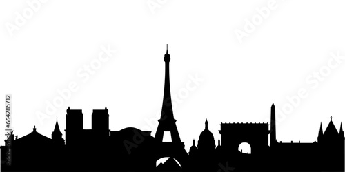 Silhouette of Paris city monuments. Vector illustration photo