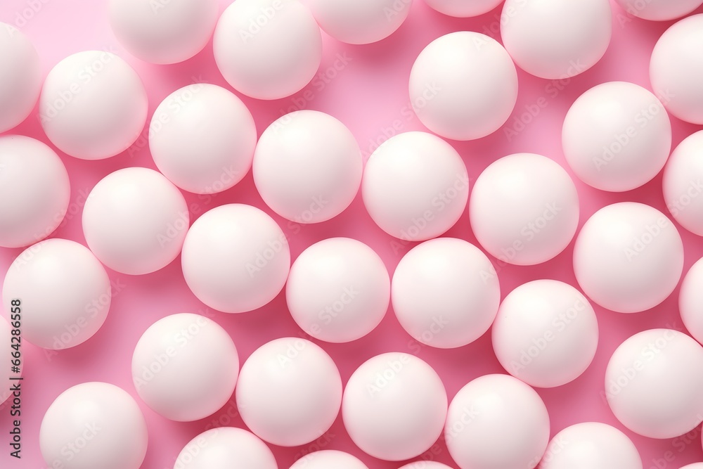 White balls on a pink background. 3d rendering, 3d illustration. White balls on a pink background. 3d rendering, 3d illustration.