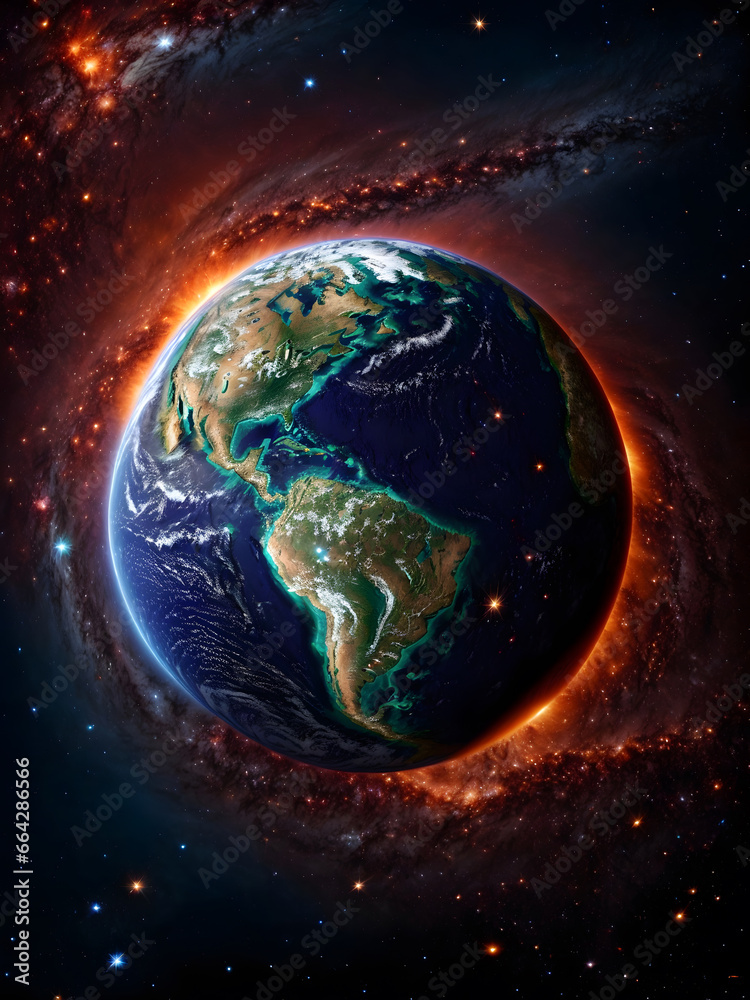 Burning earth illustration as a sign for global warming