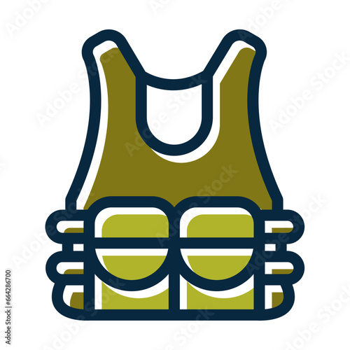 Bullet Proof Vest Thick Line Filled Dark Colors