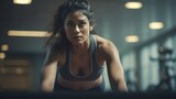 Fitness model showcasing her toned abs and obsession with fitness. Fictional characters created by Generated AI.