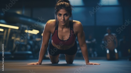 Fitness Model Working Out at the Gym. Fictional characters created by Generated AI.
