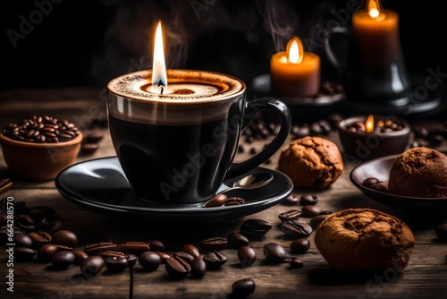 A coffee cup candles.