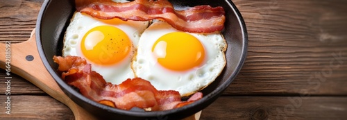 Fried eggs and bacon.