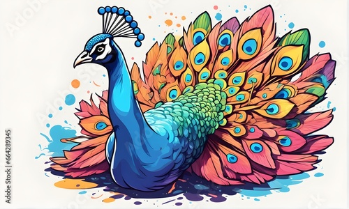 Peacock Graphic Design in Vibrant Colors (JPG 300Dpi 12000x7200)