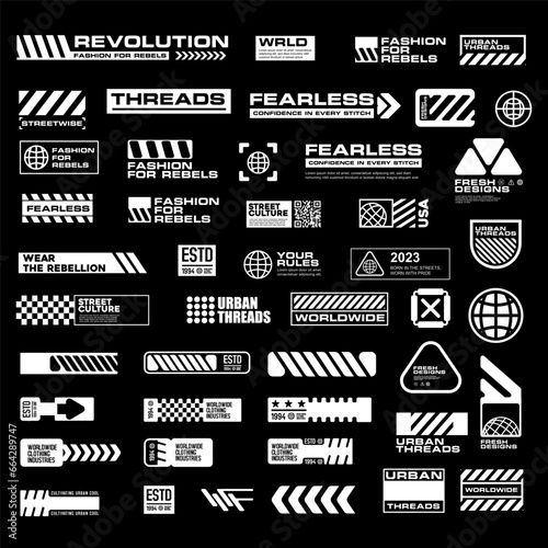 Futuristic streetwear cyberpunk interface element technology graphic vector design template