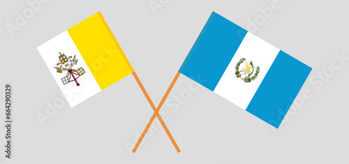 Crossed flags of Vatican and Guatemala. Official colors. Correct proportion
