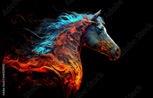 Image of beautiful colorful horses, Wildlife Animals., Generative AI, Illustration.