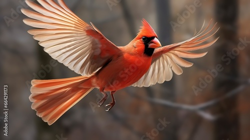 Northern Cardinal coming in for a landing. © AbulKalam