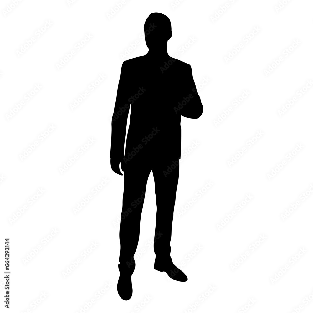 Silhouette of a businessman.Vector silhouette of standing man in suit isolated on white background.