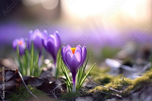 Spring purple crocus flower. © AbulKalam