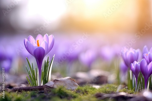 Spring purple crocus flower. © AbulKalam