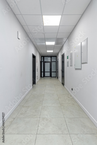 Corridor in an office building without finishing