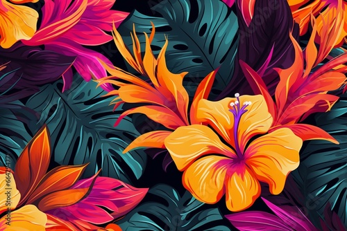 Pattern with tropical vibes. Generative AI