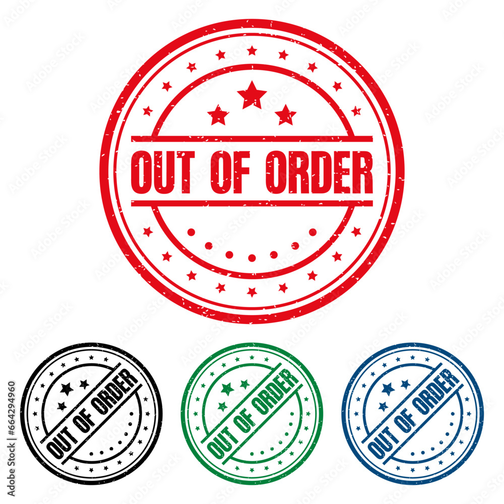 OUT OF ORDER Rubber Stamp. vector illustration. OUT OF ORDER Rubber Stamp. vector illustration.