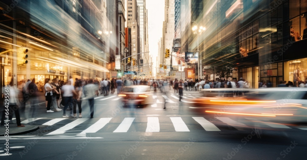 captures the essence of life in New York, a city that never sleeps Utilizing longexposure techniques