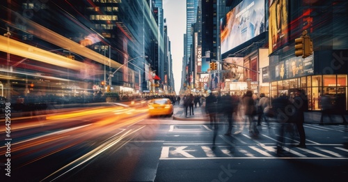 captures the essence of life in New York, a city that never sleeps Utilizing longexposure techniques